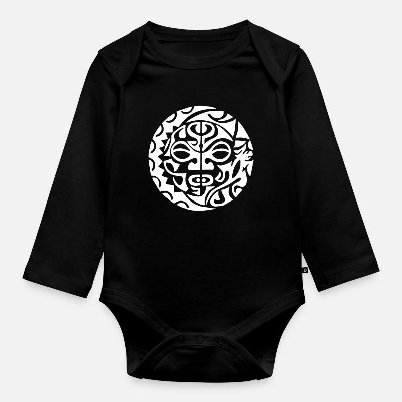 Polynesische Todeskopf weiß - Baby Bio-Langarm-Body - Schwarz