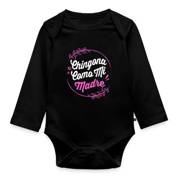 Chingona Latina - Body Bébé bio manches longues - noir - Devant