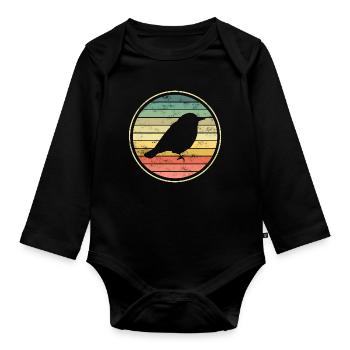 bird birds - Organic Longsleeve Baby Bodysuit - black - Front