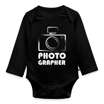 photographer photos symbol gift icon Logo camera - Baby Bio-Langarm-Body - Schwarz - Vorne