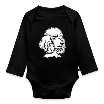 Pudel Kopf "Black Edition" - Baby Bio-Langarm-Body - Schwarz - Vorne
