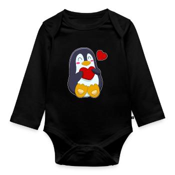 Cœur de Pingouin - Body Bébé bio manches longues - noir - Devant
