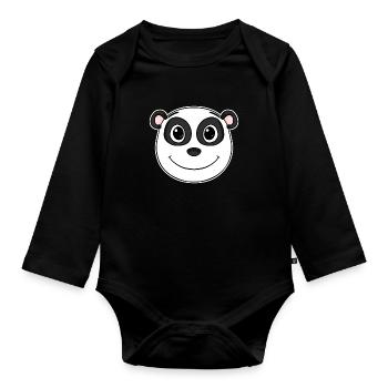 Panda - Baby Bio-Langarm-Body - Schwarz - Vorne