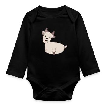Ziege Ziegen Geiss - Baby Bio-Langarm-Body - Schwarz - Vorne