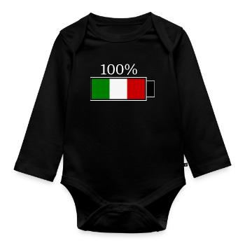 Italy Italian flag flag gift - Organic Longsleeve Baby Bodysuit - black - Front