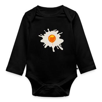 Orangener Farbklecks Tropfen Ei - Baby Bio-Langarm-Body - Schwarz - Vorne