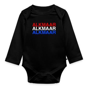 ALKMAAR Netherlands Niederlande Flagge - Baby Bio-Langarm-Body - Schwarz - Vorne