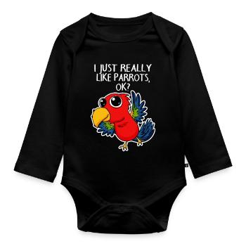 parrot - Organic Longsleeve Baby Bodysuit - black - Front