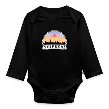 Valence Espagne Skyline Vintage Sunset Voyage Souve - Body Bébé bio manches longues - noir - Devant