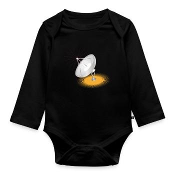 Satellite dish as a design element - Organic Longsleeve Baby Bodysuit - black - Front