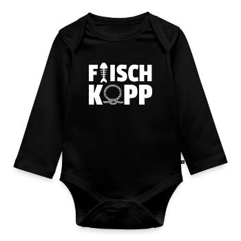 Angler Angeln Norddeutsch Hamburg Fischkopp - Baby Bio-Langarm-Body - Schwarz - Vorne