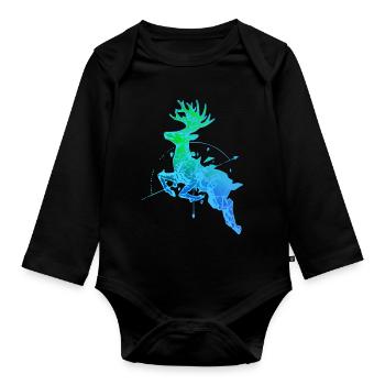 Cerf avec boussole - Body Bébé bio manches longues - noir - Devant