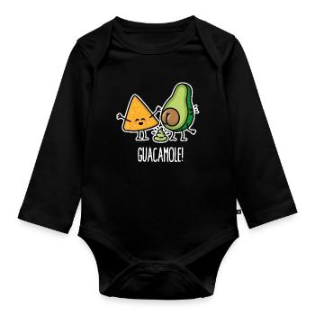 Lustige Guac Avocado Poop Tortilla Chips Guacamole - Baby Bio-Langarm-Body - Schwarz - Vorne