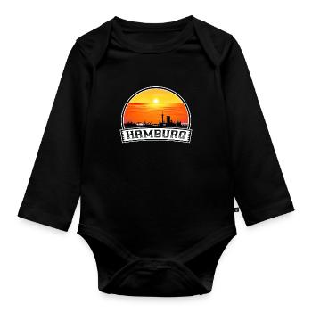 Hambourg Allemagne Skyline Vintage Sunset Voyage Souv - Body Bébé bio manches longues - noir - Devant