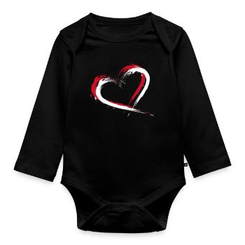 Indonésie drapeau du coeur - Body Bébé bio manches longues - noir - Devant