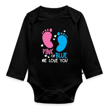 Gender Reveal Party - Baby Bio-Langarm-Body - Schwarz - Vorne