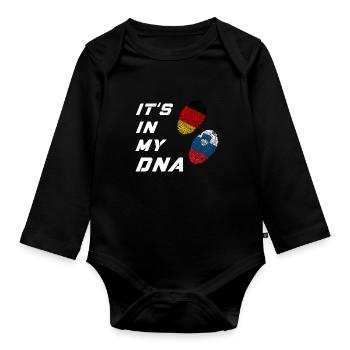 In meiner DNA Deutschland und Slowenien - Baby Bio-Langarm-Body - Schwarz - Vorne