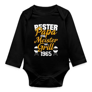 Vatertag 1965 Geburtstag Papa Meister Griller - Baby Bio-Langarm-Body - Schwarz - Vorne