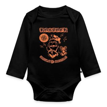 Rostock Hometown - Organic Longsleeve Baby Bodysuit - black - Front