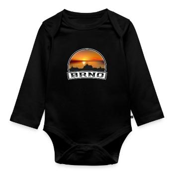 Brno Tschechien Skyline Vintage Sonnenuntergang Reise Souveni - Baby Bio-Langarm-Body - Schwarz - Vorne