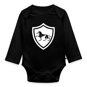 Symbole du loup blanc médiéval - Body Bébé bio manches longues - noir - Devant