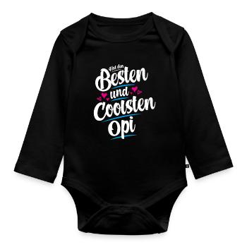 Bester Opa - Grossvater - Enkelkind - Bester Opi - Baby Bio-Langarm-Body - Schwarz - Vorne