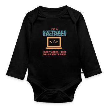Lustiges Software Engineering Zitat für Software Engi - Baby Bio-Langarm-Body - Schwarz - Vorne