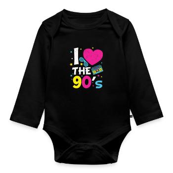 1990's 90S Heart The Nineties - Organic Longsleeve Baby Bodysuit - black - Front