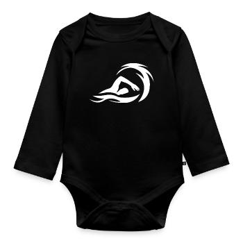 Swimming Swimmer Nature Lake Sea Team Graphic - Organic Longsleeve Baby Bodysuit - black - Front