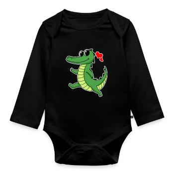 Crocodile - Body Bébé bio manches longues - noir - Devant