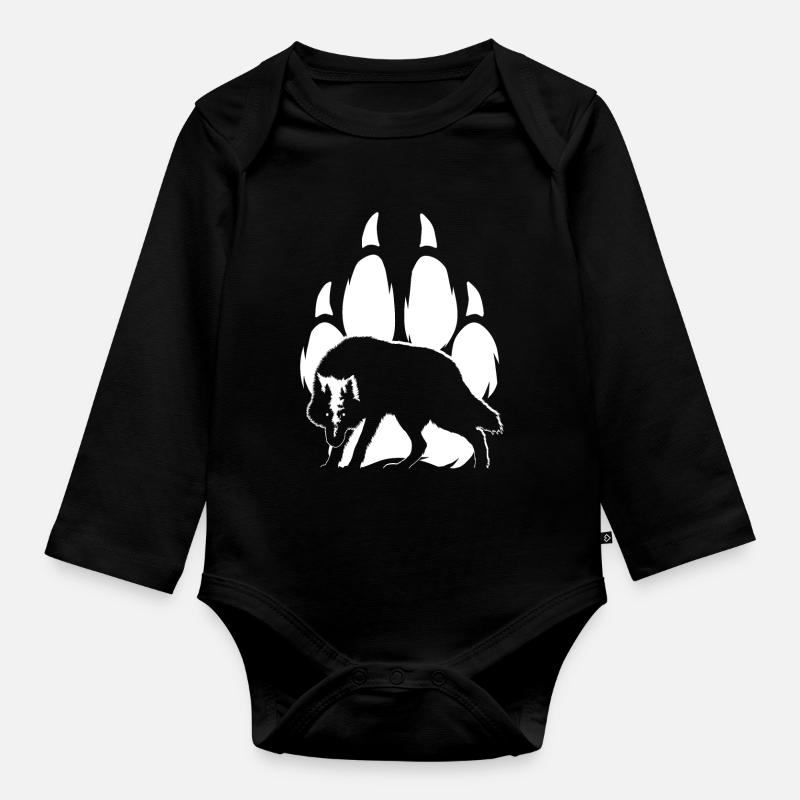 Silhouette et patte de loup - Body Bébé bio manches longues - noir