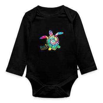 Hawaii Tie Dye Sea Turtle Turtle Lovers - Organic Longsleeve Baby Bodysuit - black - Front