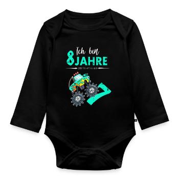 Ich bin 8 Jahre - Baby Bio-Langarm-Body - Schwarz - Vorne