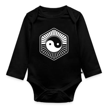 Yin Yang Hexagone Lever du soleil &Coucher du Soleil - Body Bébé bio manches longues - noir - Devant