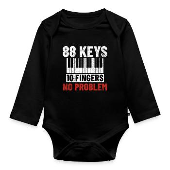 Klavier Pianist - Baby Bio-Langarm-Body - Schwarz - Vorne