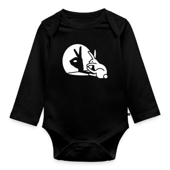 Funny Rabbit hand shadow puppets humor pop art - Organic Longsleeve Baby Bodysuit - black - Front