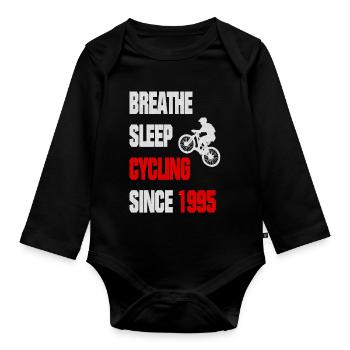 1995 Cycliste né Aime Son Vélo - Body Bébé bio manches longues - noir - Devant