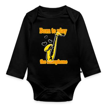 Musique de saxophone - Body Bébé bio manches longues - noir - Devant
