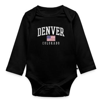 Denver Colorado Vintage Flag Arch - Organic Longsleeve Baby Bodysuit - black - Front