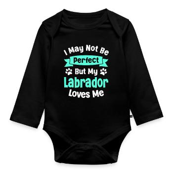 Hund Labrador Retriever - Baby Bio-Langarm-Body - Schwarz - Vorne