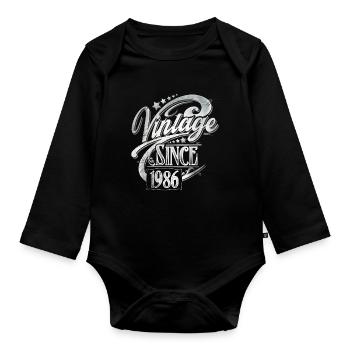 1986 Vintage Birthday Year vintage vintage - Organic Longsleeve Baby Bodysuit - black - Front