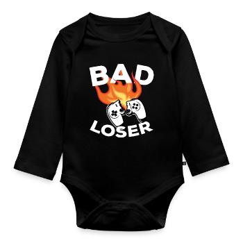 Bad loser Controller Video Games Gamer Humor Gaming - Organic Longsleeve Baby Bodysuit - black - Front