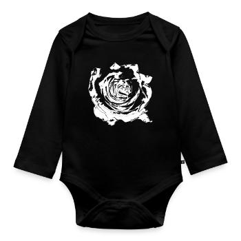 Blume weiß weiße Blume Blumen weiß weiße Blumen - Baby Bio-Langarm-Body - Schwarz - Vorne