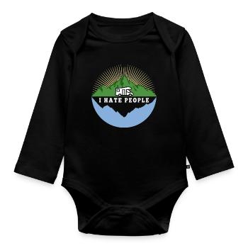I hate people - Camping Natur Einsamkeit - Baby Bio-Langarm-Body - Schwarz - Vorne