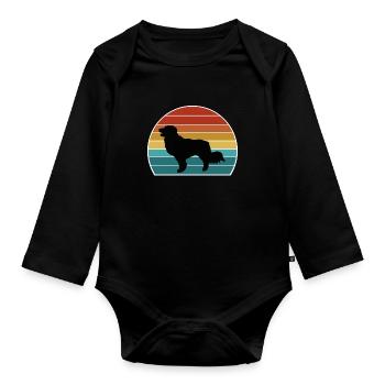 Kooikerhondje Dog Silhouette Vintage Sunset pour Do - Body Bébé bio manches longues - noir - Devant