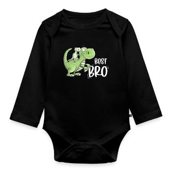 Frères et sœurs Dinosaures I Meilleur frère - Body Bébé bio manches longues - noir - Devant