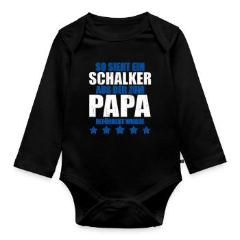 Schalker Papa | Schalke Vatertags Geschenkidee - Baby Bio-Langarm-Body - Schwarz - Vorne