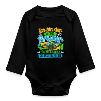 Traktor Kleiner Bruder - Baby Bio-Langarm-Body - Schwarz - Vorne
