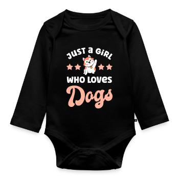Hund Hunde - Baby Bio-Langarm-Body - Schwarz - Vorne
