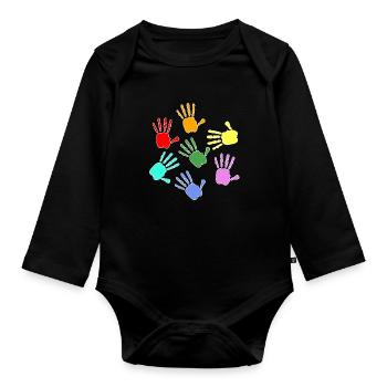 Peindre les mains des enfants - Body Bébé bio manches longues - noir - Devant